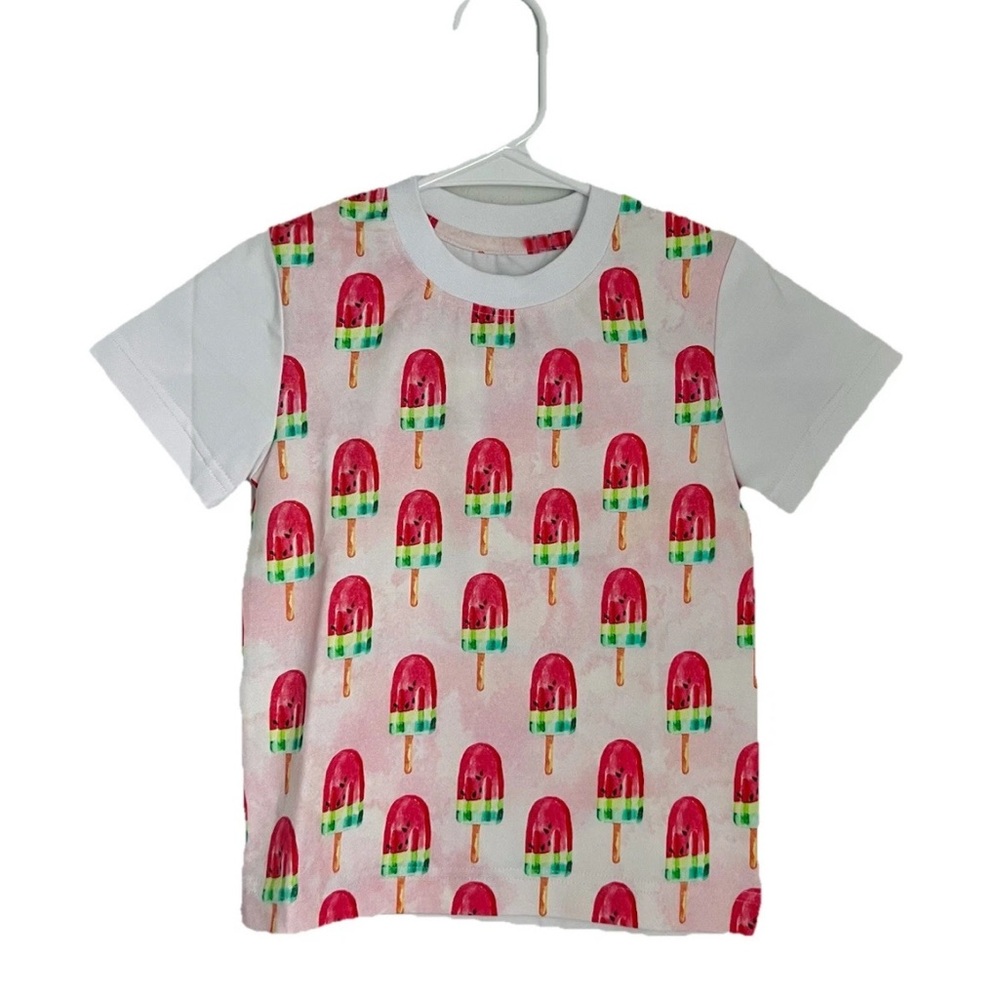 New Handmade Tee for Girls with Popsicle Watermelon Ice cream Cotton Size 4T-5T